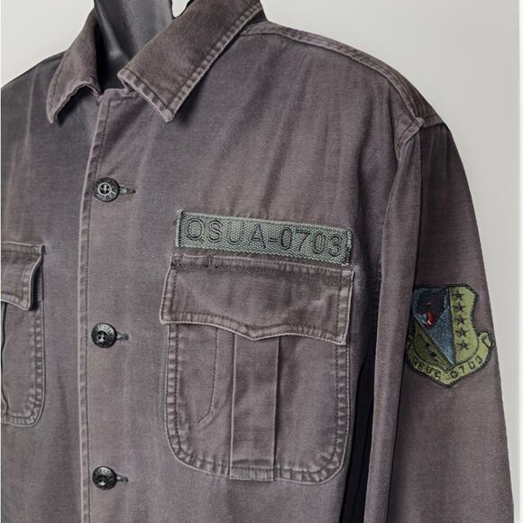 Rare VTG Quicksilver Mens LG Army Gray Military Button Shirt Jacket QSUA-0703 - Picture 2 of 14